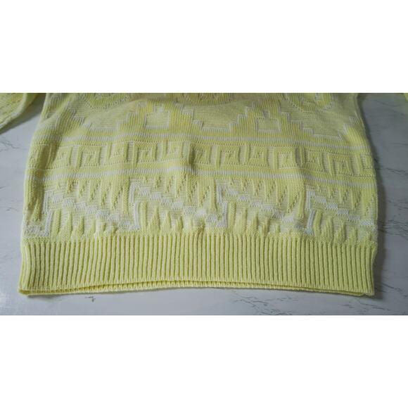 Vintage 80s Jolie USA Greek Key Knit Sweater M Retro Granny Academia Cabincore - Picture 10 of 12